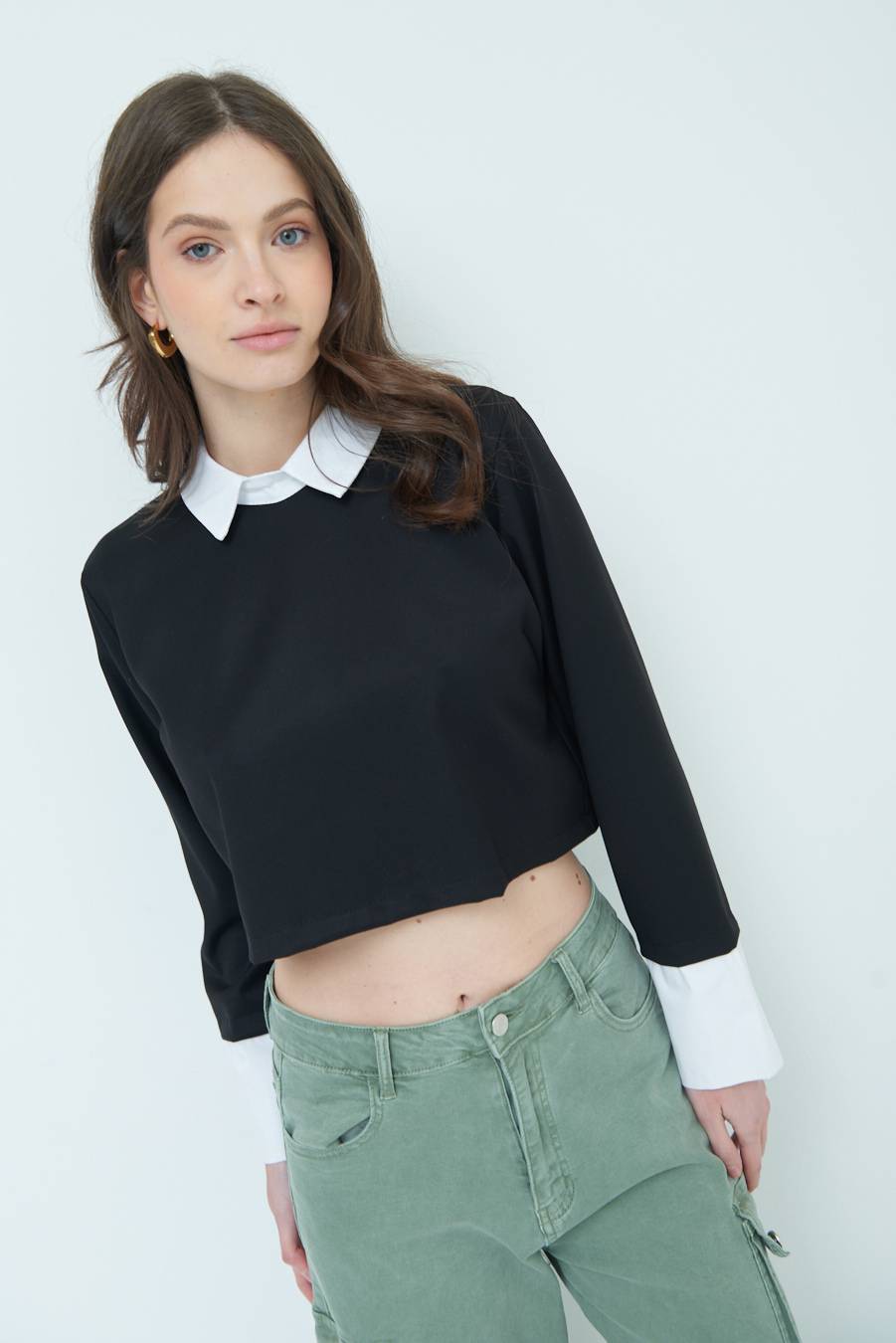 Kikisix CASACCA FINTA CAMICIA BIANCO/NERO Qualità