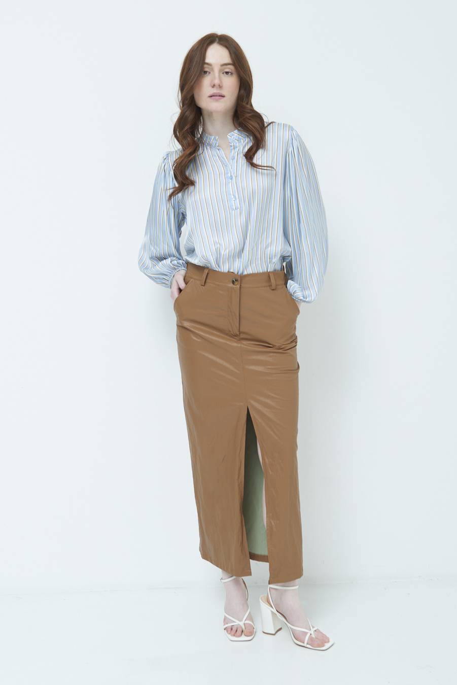 Kikisix GONNA ECOPELLE STROPICCIATA BEIGE Negozio