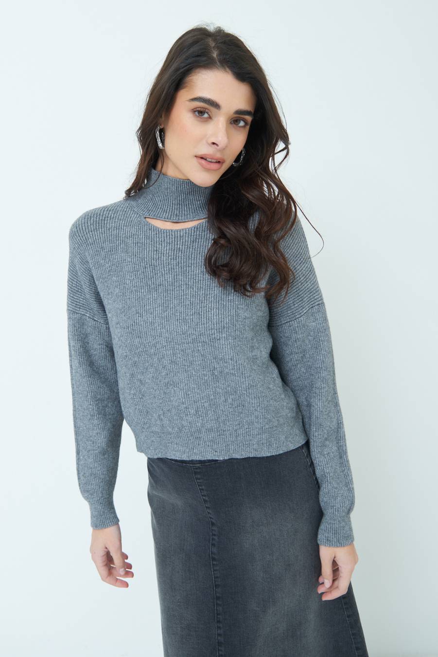Kikisix MAGLIA COSTINA BUCO DAV. GRIGIO Spedizione gratuita