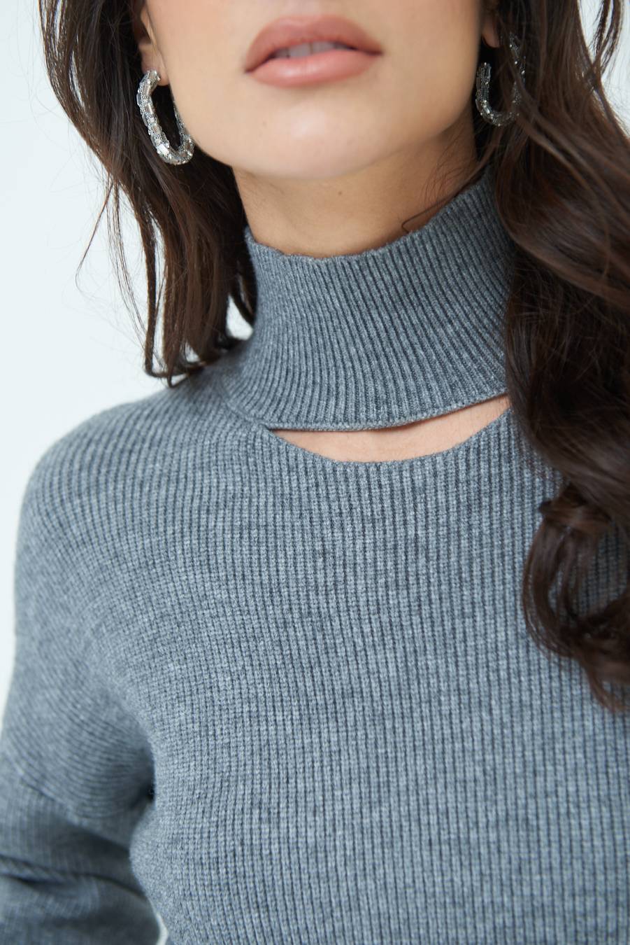 Kikisix MAGLIA COSTINA BUCO DAV. GRIGIO Spedizione gratuita