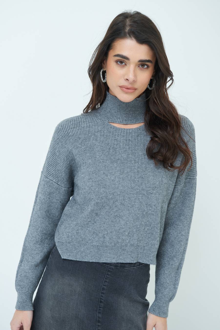 Kikisix MAGLIA COSTINA BUCO DAV. GRIGIO Spedizione gratuita