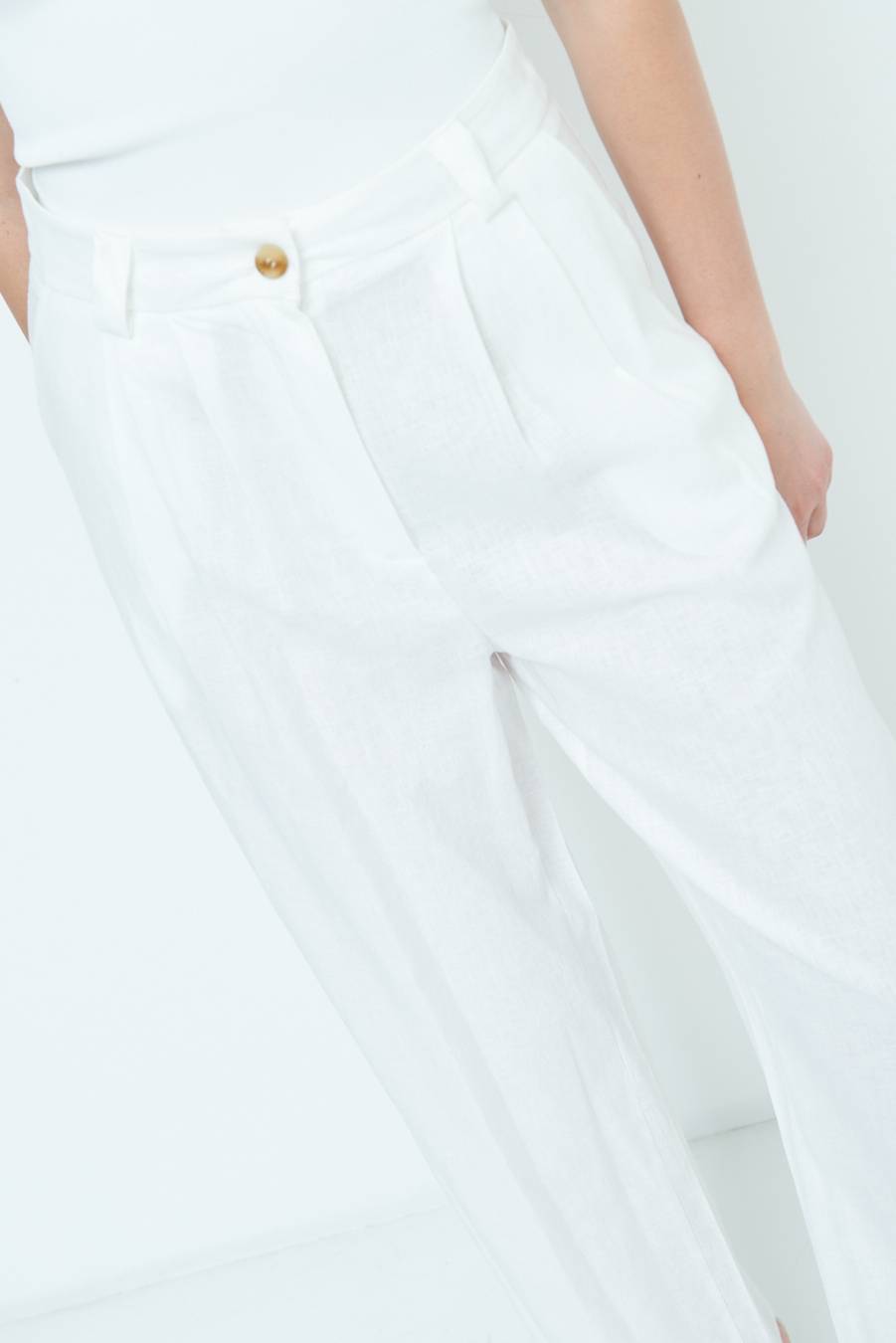 Kikisix PANTA PALAZZO CON PINCE BIANCO Comprare a buon mercato
