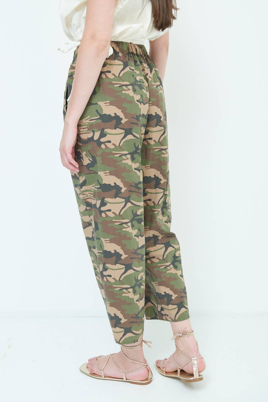 Kikisix PANTALONE MIMETICO STAMPA CON ELASTICO VERDE MILITARE Grande vendita