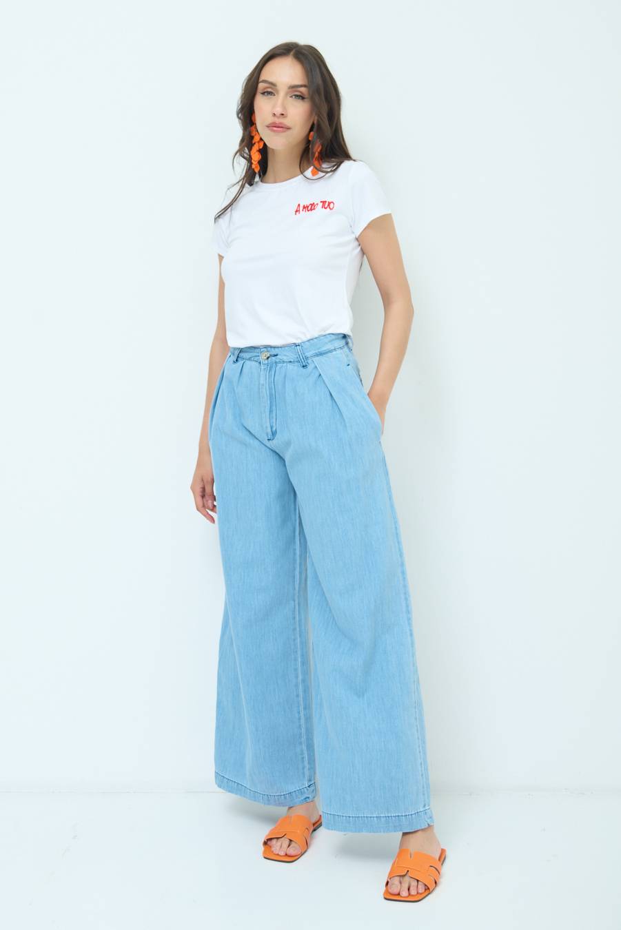 Kikisix PANTALONE CHAMBRAY PINCES BLU CHIARO Black Friday