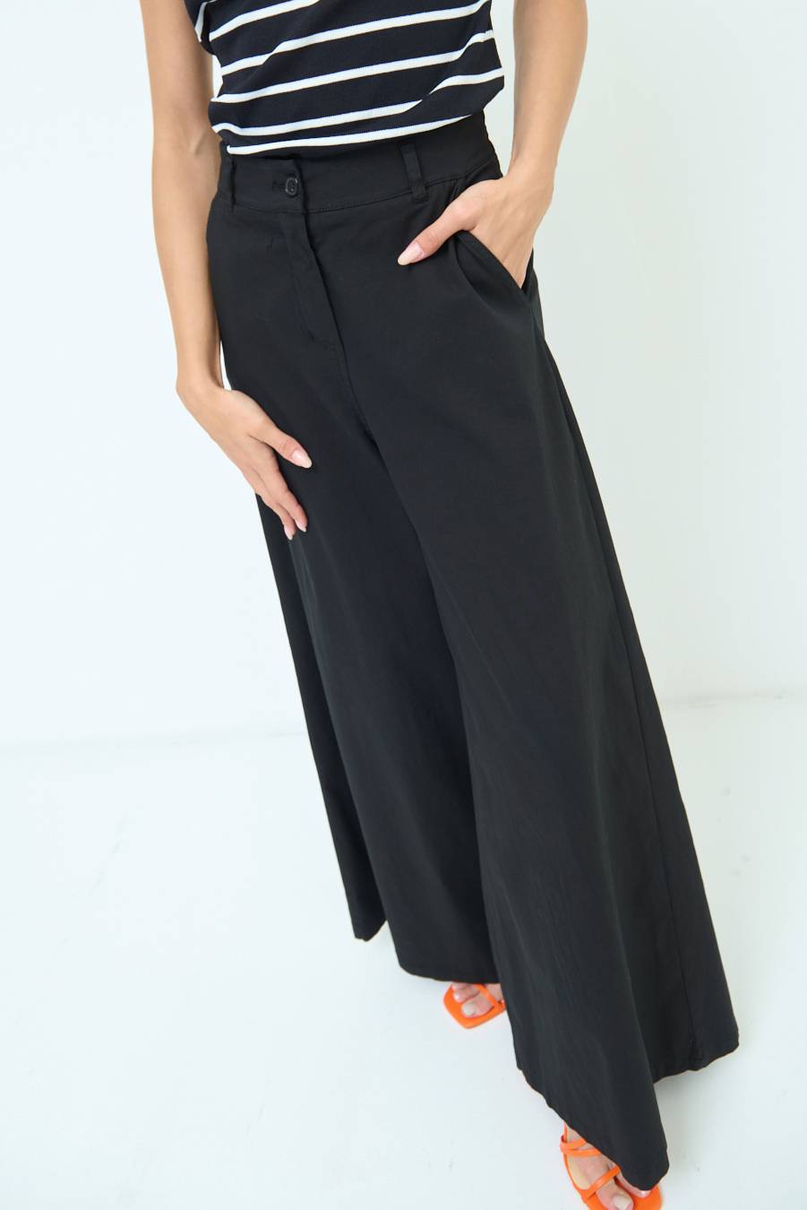 Kikisix PANTALONE PALAZZO COTONE NERO Smaltimento dello stoccaggio