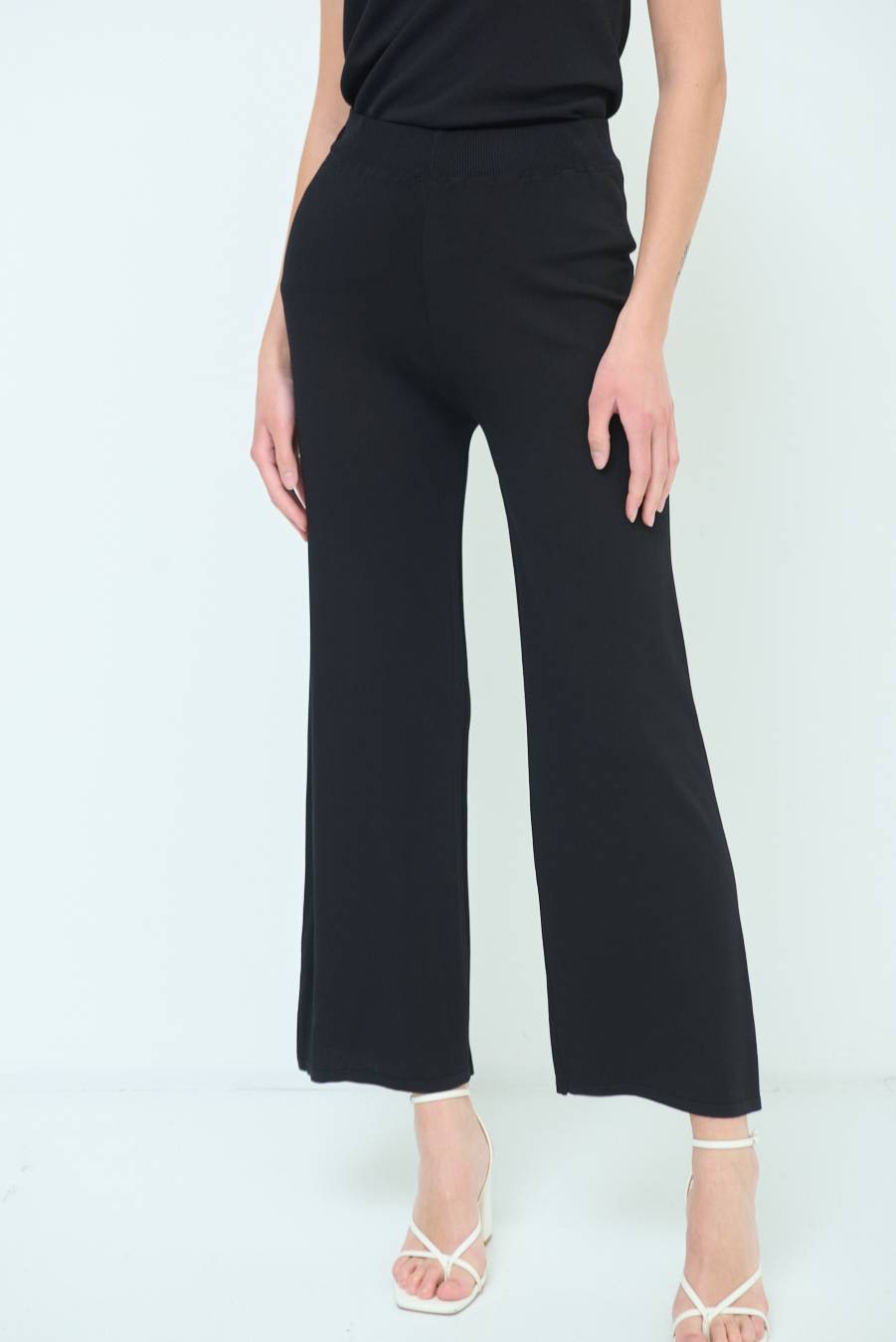 Kikisix PANTALONE PALAZZO MAGLIERIA NERO Online Outlet
