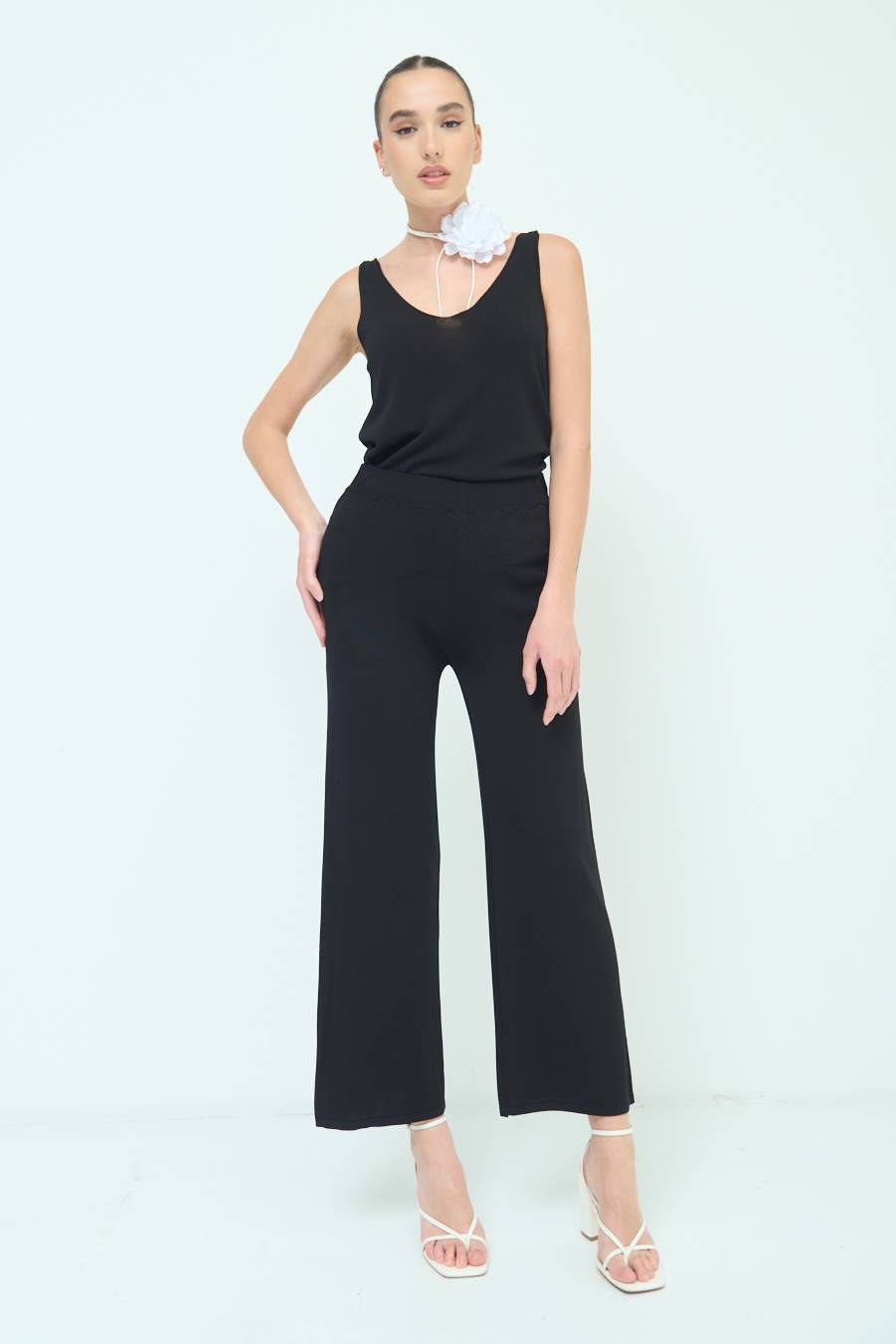 Kikisix PANTALONE PALAZZO MAGLIERIA NERO Online Outlet