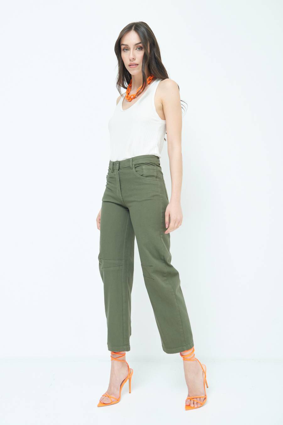 Kikisix PANTALONE LINEA UOVO VERDE MILITARE Nuovi prodotti