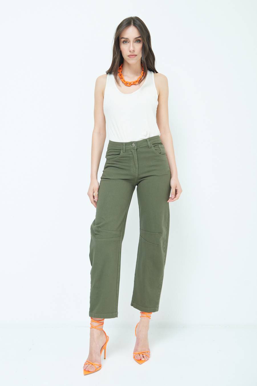Kikisix PANTALONE LINEA UOVO VERDE MILITARE Nuovi prodotti