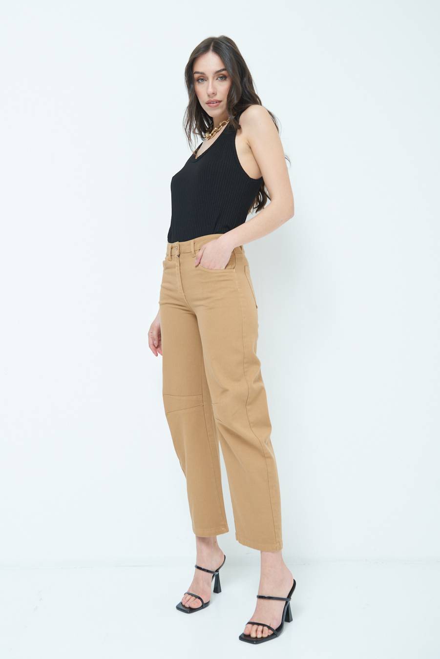 Kikisix PANTALONE LINEA UOVO CAMMELLO Liquidazione
