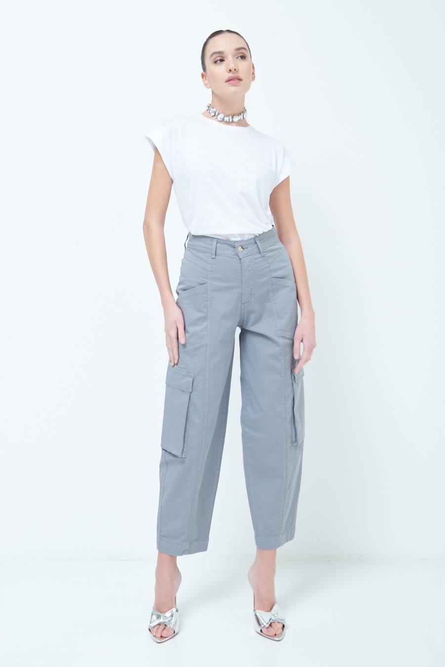 Kikisix PANTALONE TASCONI GRIGIO Rilascio limitato