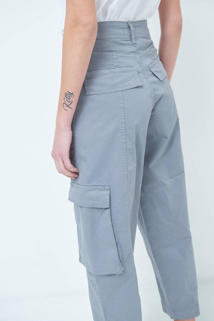 Kikisix PANTALONE TASCONI GRIGIO Rilascio limitato