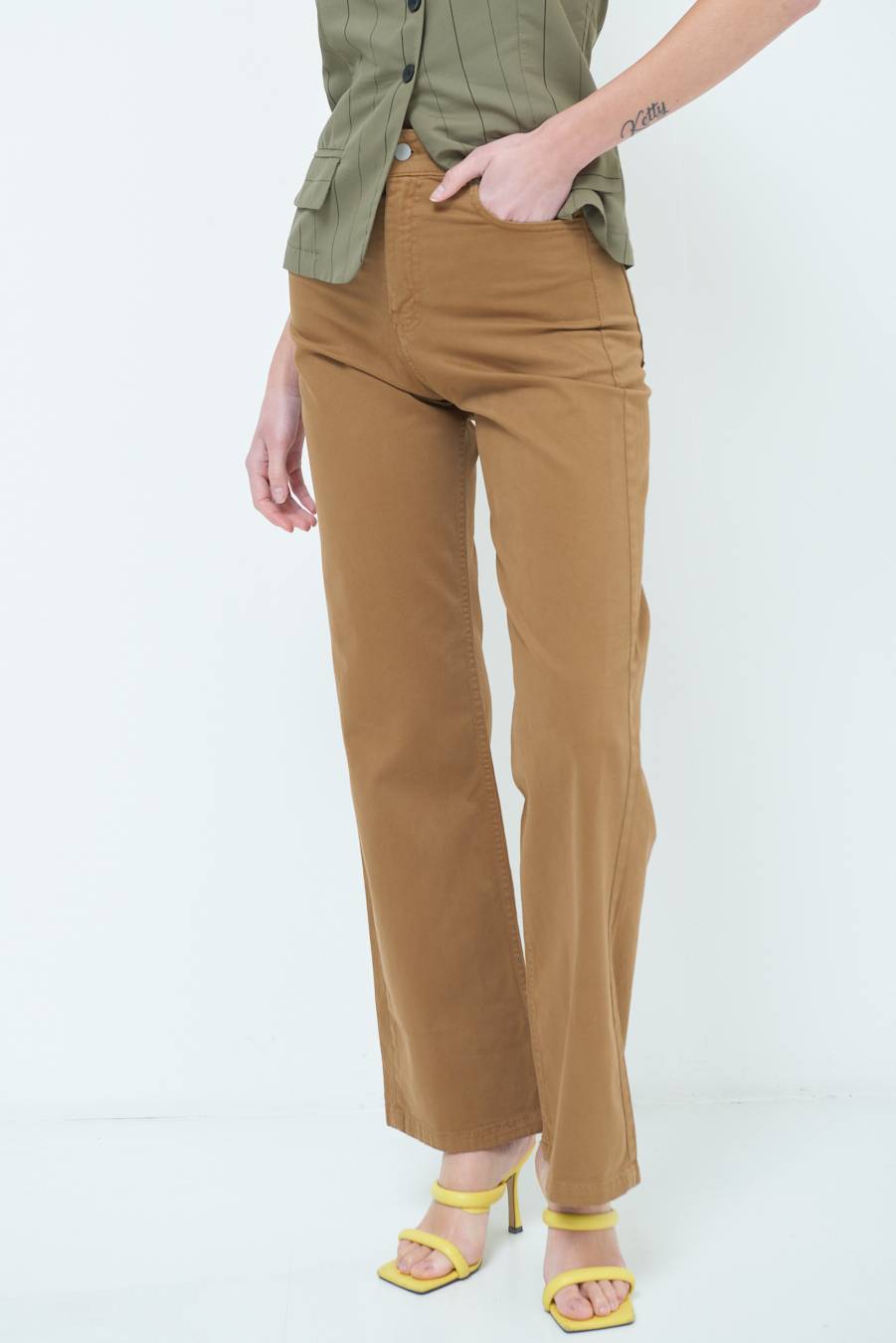 Kikisix PANTALONE PALAZZO BEIGE Sostegno trimestrale