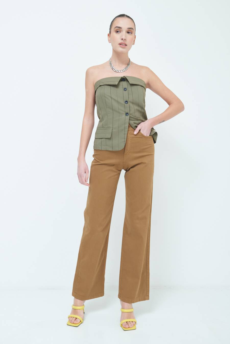 Kikisix PANTALONE PALAZZO BEIGE Sostegno trimestrale