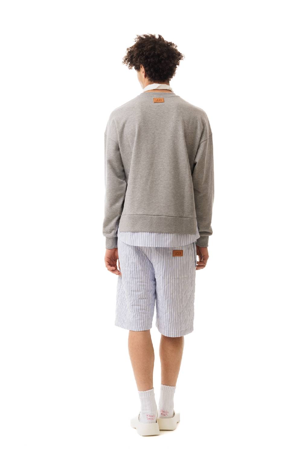 Lc23 Quilted Popeline Shorts White-Blue In Vendita