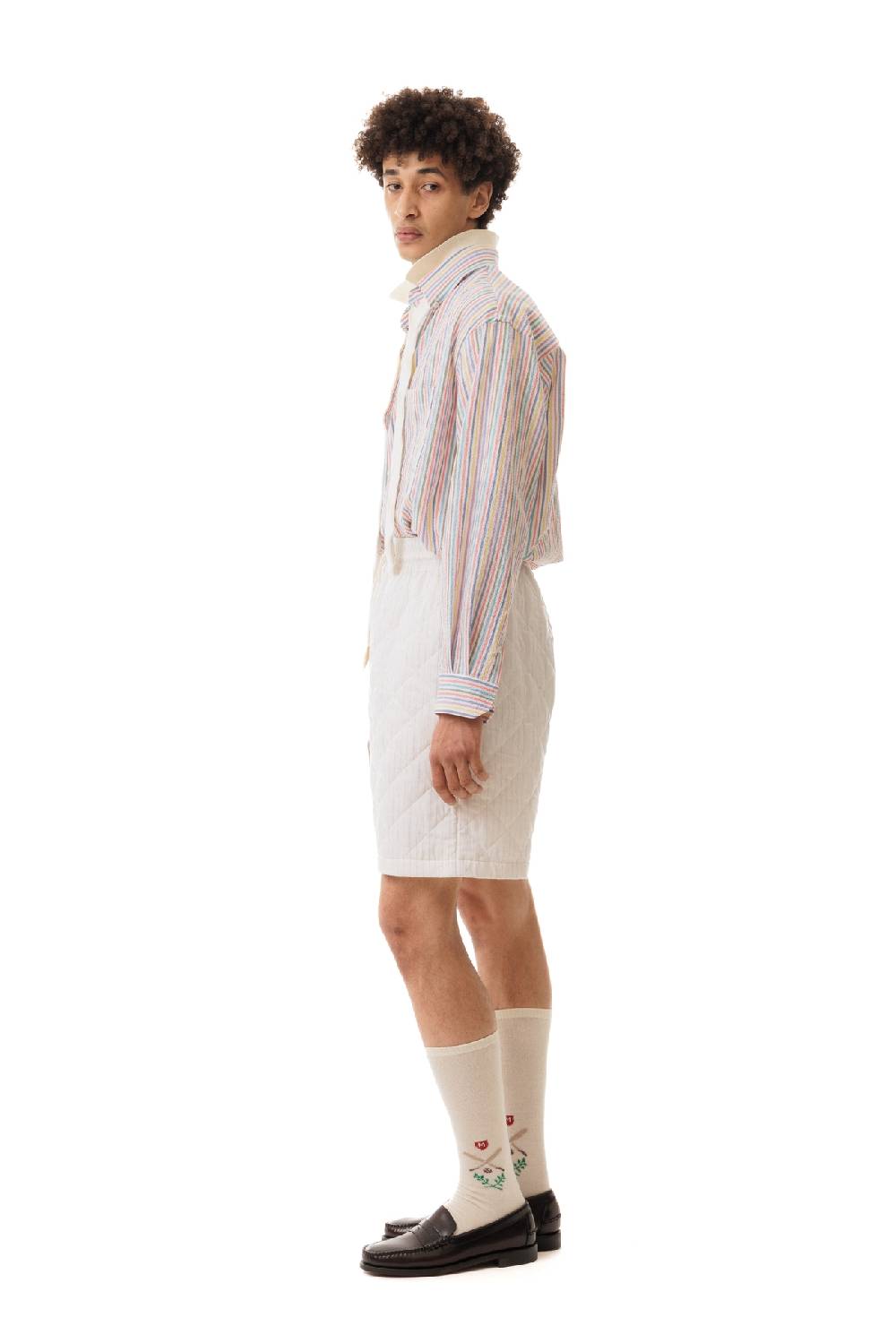 Lc23 Quilted Popeline Shorts Cream Offerte