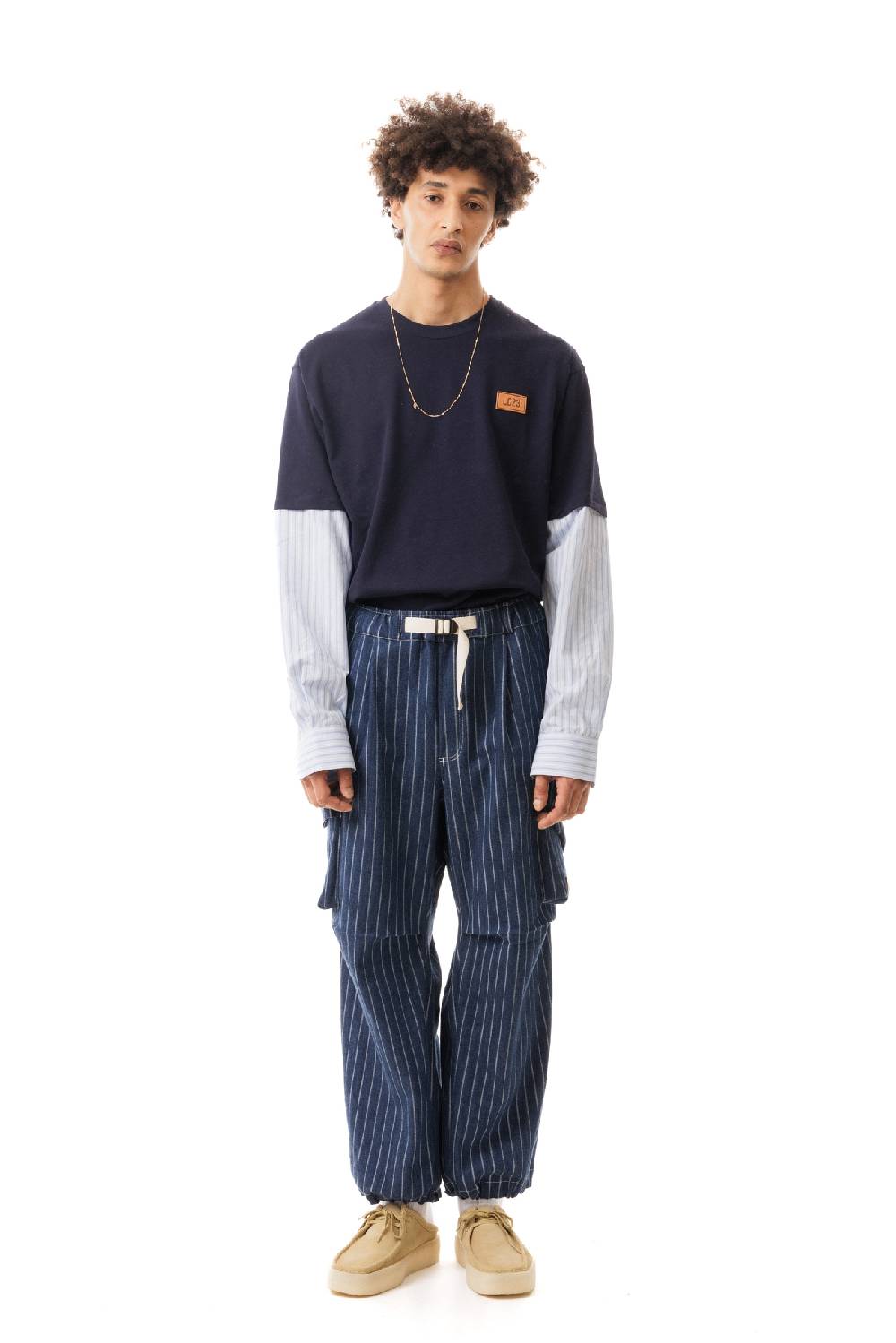 Lc23 Gessato Denim Cargo Pants