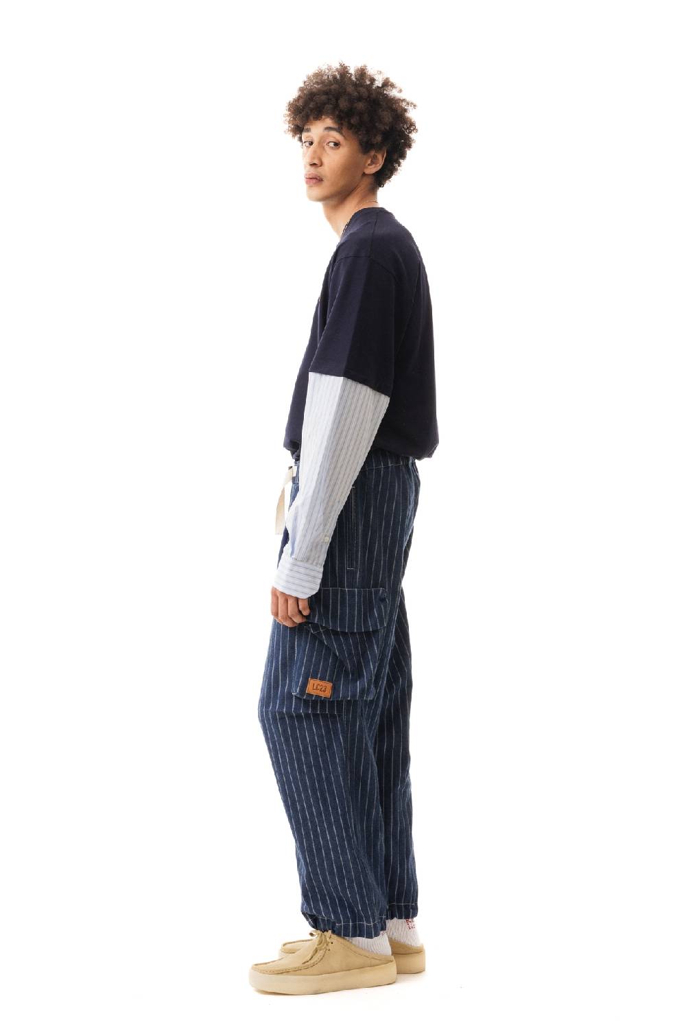 Lc23 Gessato Denim Cargo Pants Saldi Di Fabbrica