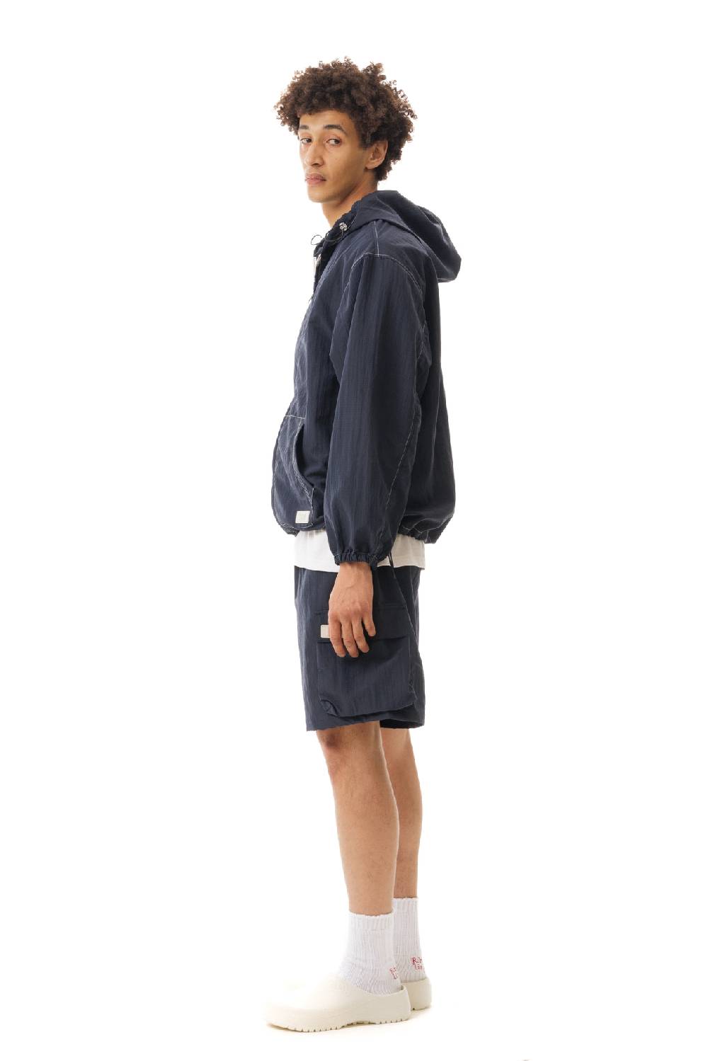 Lc23 Nylon Hooded Jacket Navy In Linea