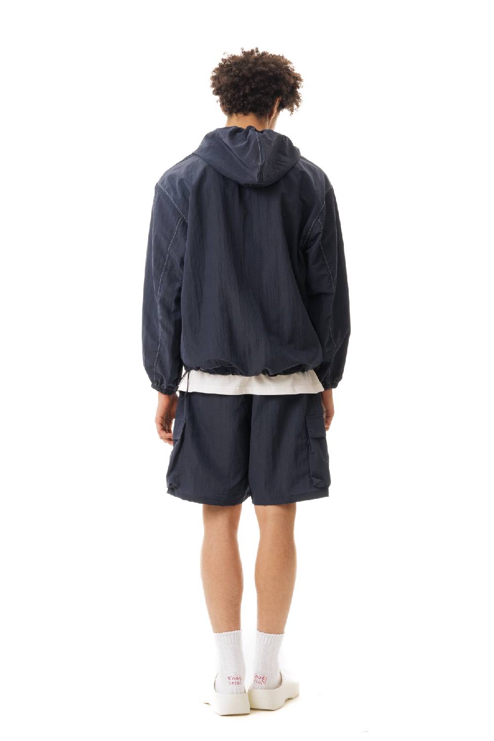 Lc23 Nylon Hooded Jacket Navy In Linea