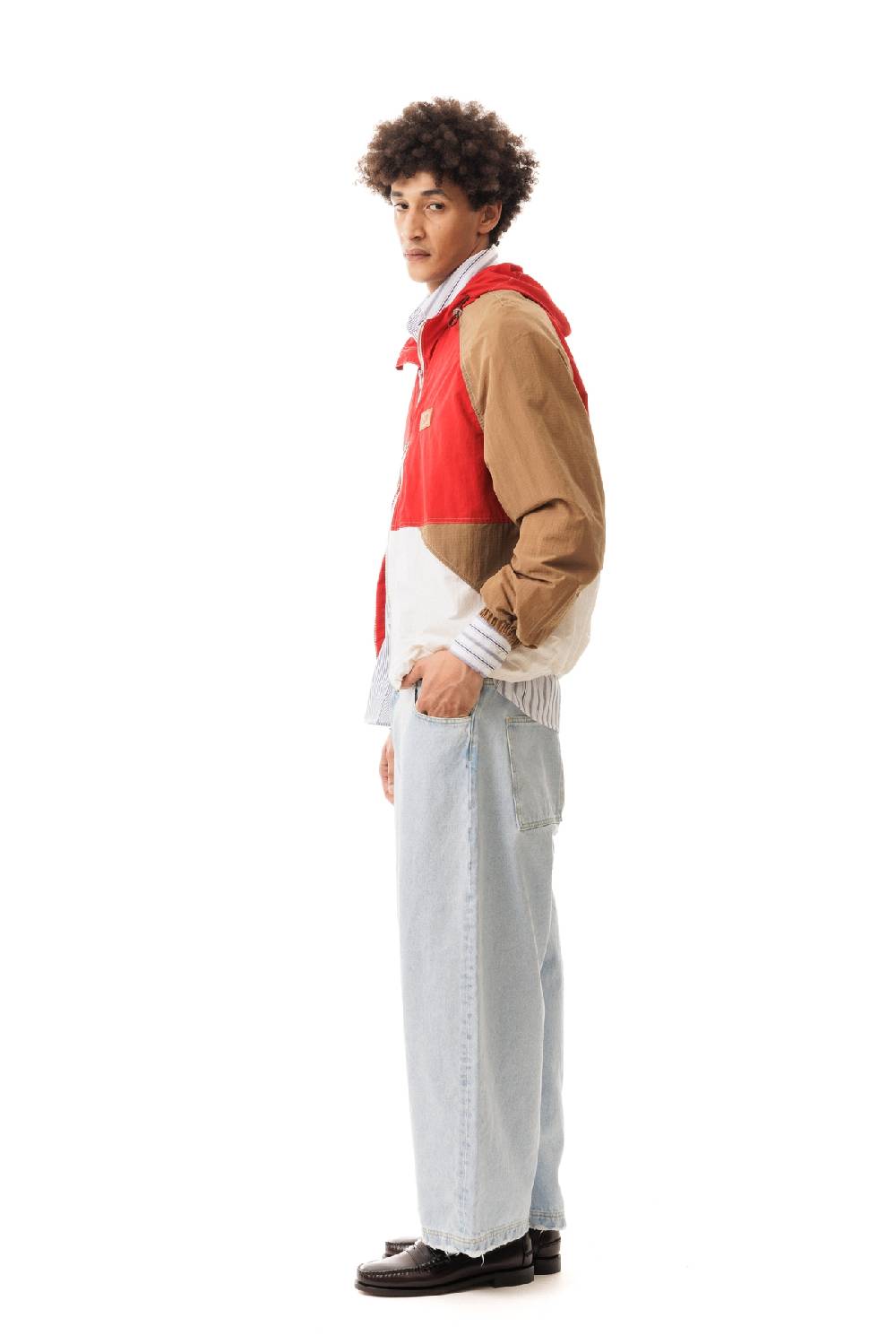 Lc23 Nylon Color-Block Hooded Jacket Red Vendita