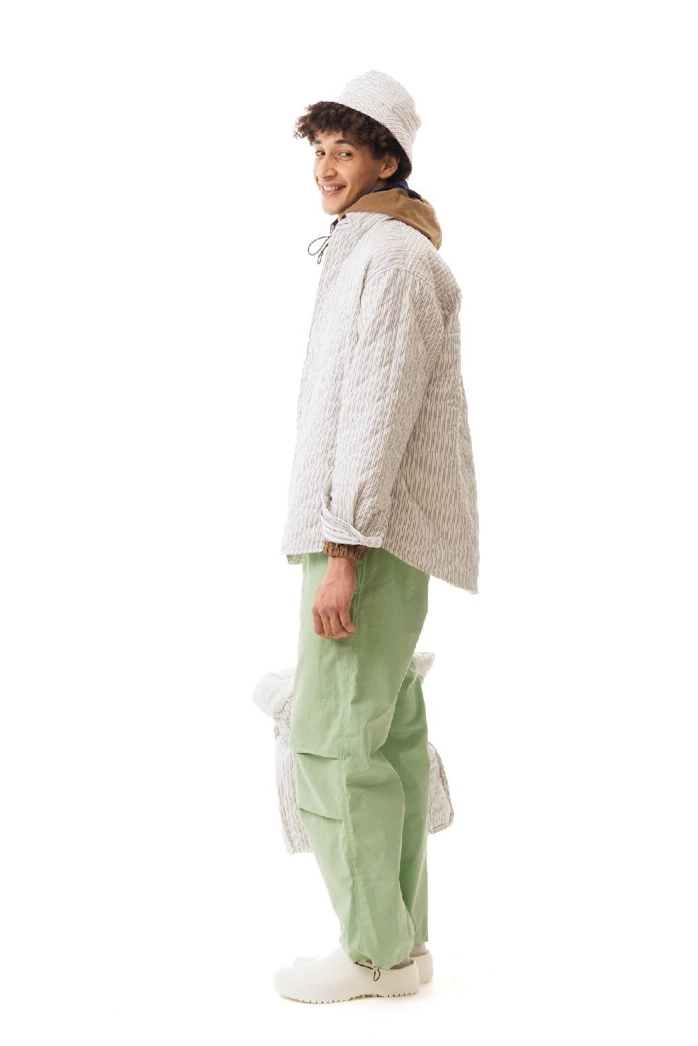 Lc23 Quilted Popeline Overshirt Cream-Black Sconto
