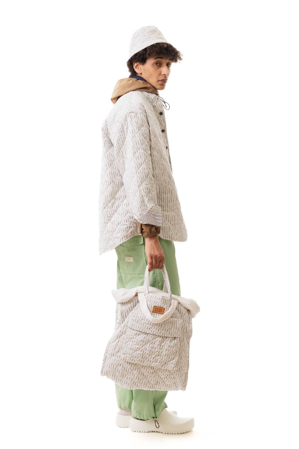 Lc23 Quilted Popeline Overshirt Cream-Black Sconto