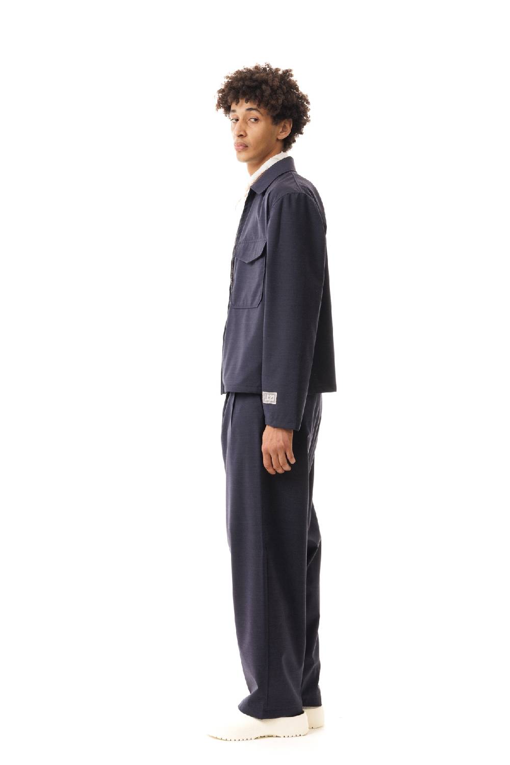 Lc23 Nylon-Wool Overshirt Navy In Vendita