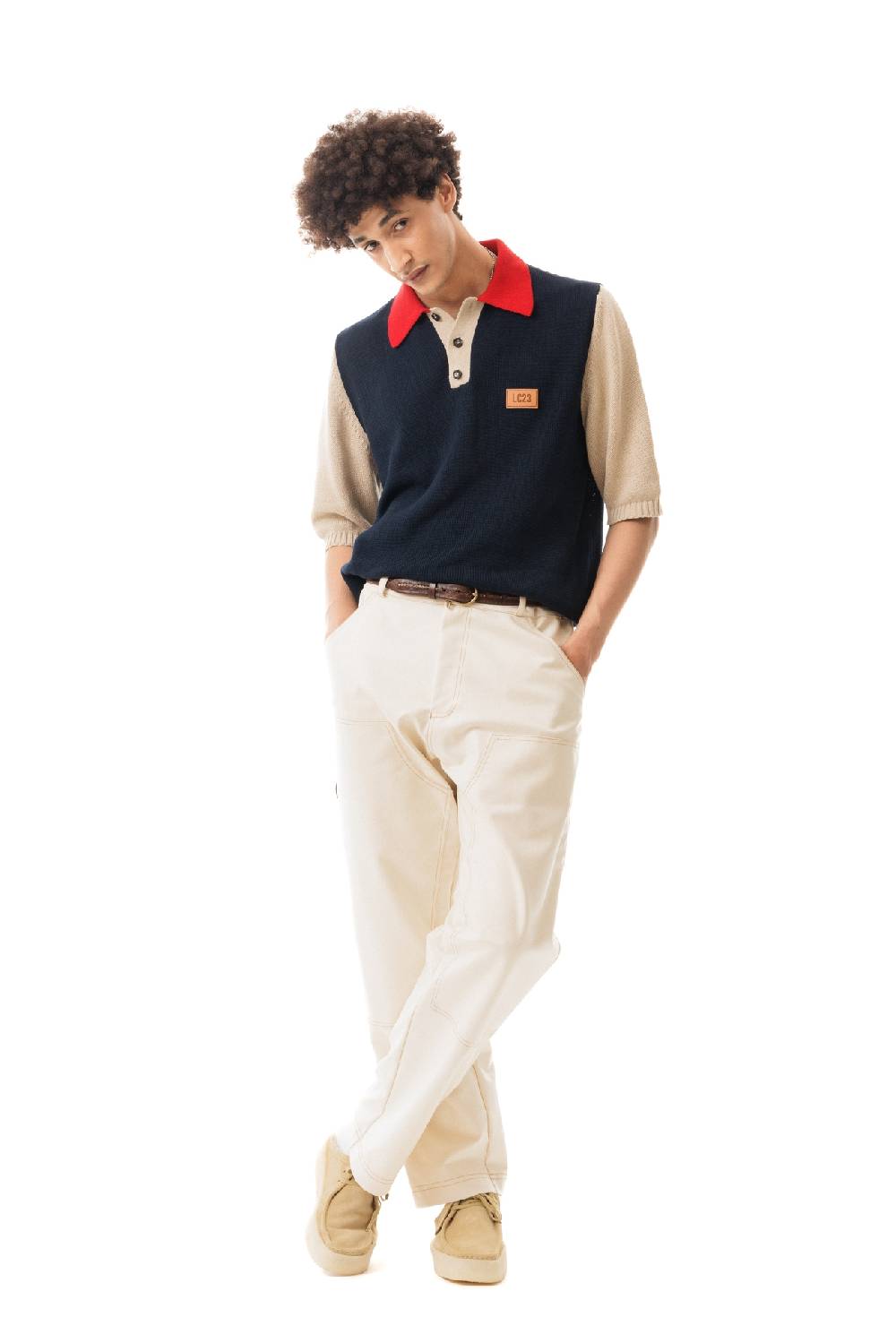 Lc23 Color Block Polo Sweater Navy I Più Venduti