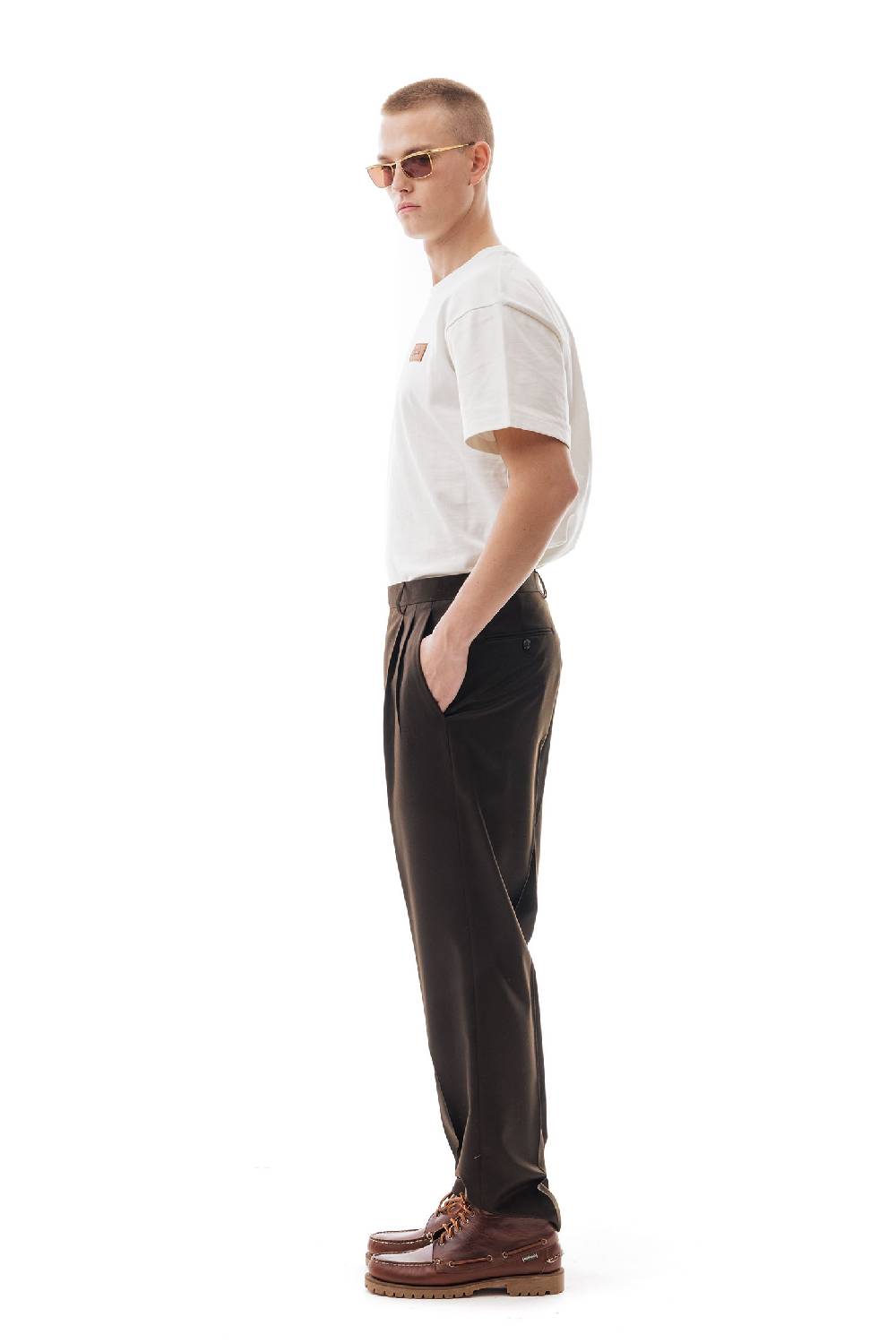 Lc23 Flannel Dark Brown Trousers Prezzo Ridotto