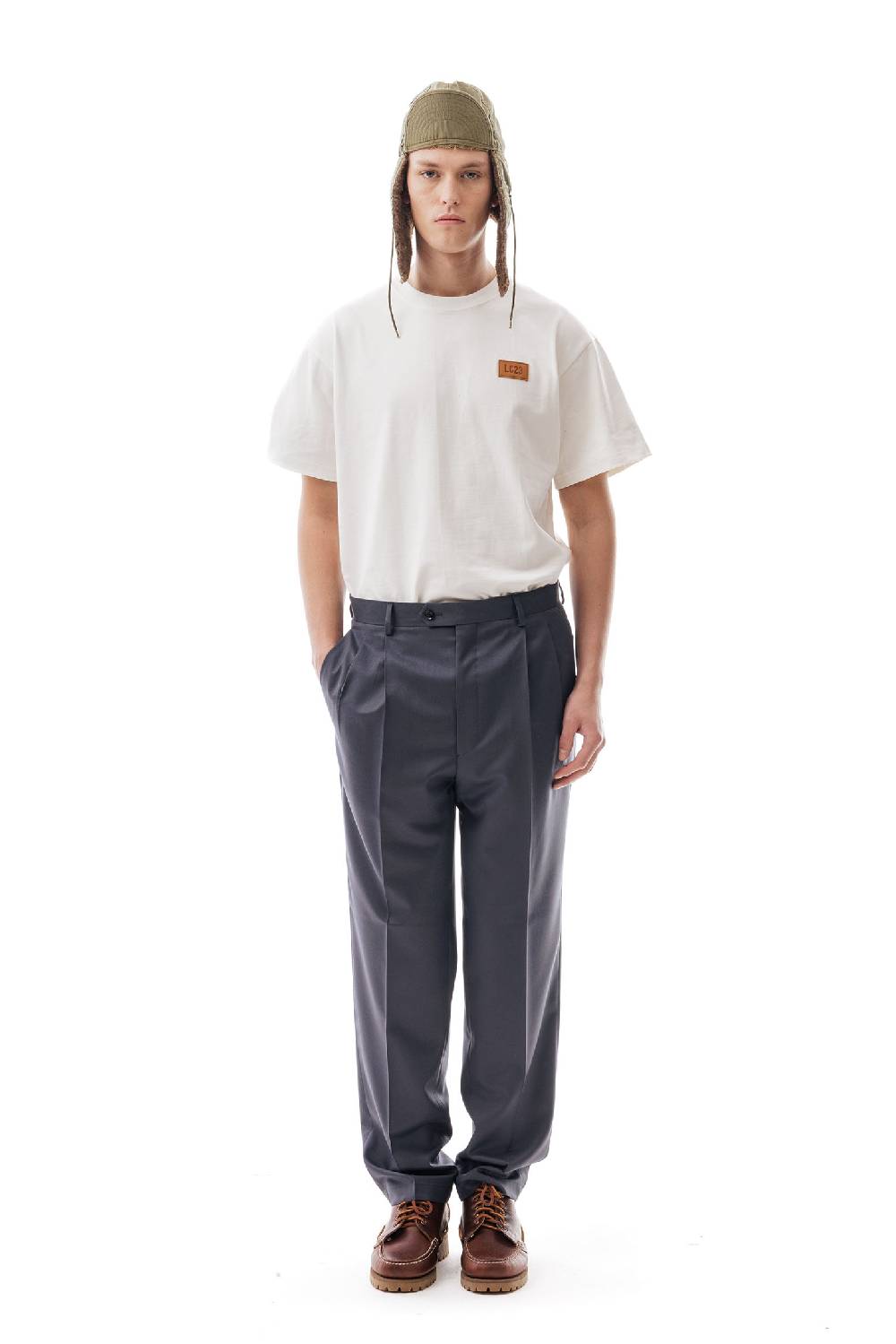 Lc23 Flannel Dark Grey Trousers Offerta