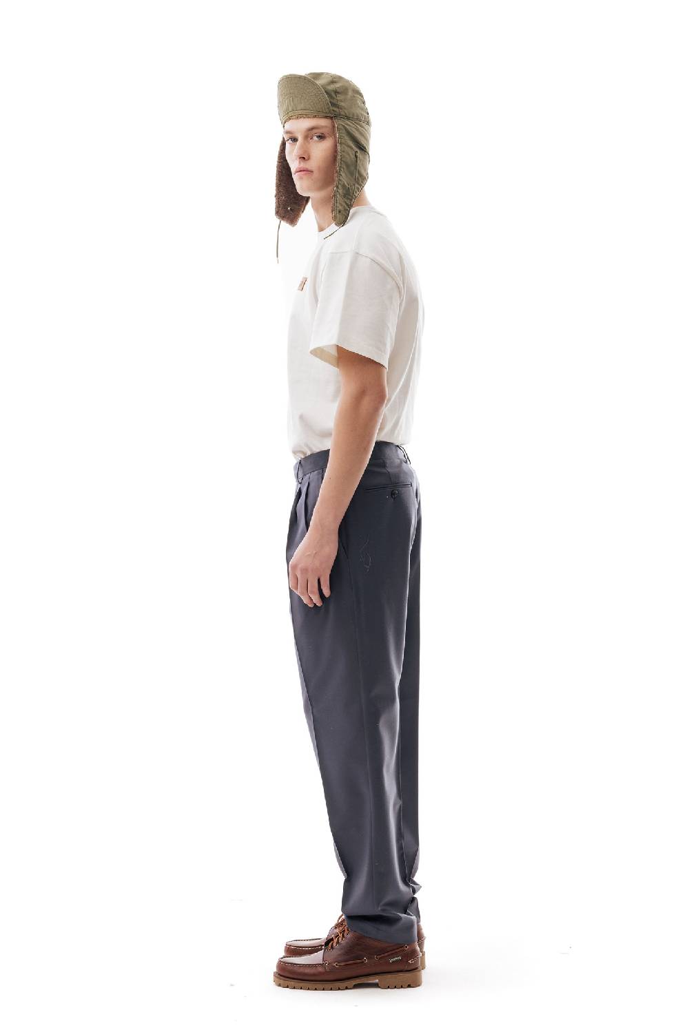 Lc23 Flannel Dark Grey Trousers Offerta