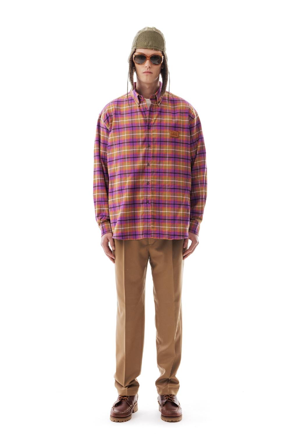 Lc23 Flannel Check Shirt Camel/Purple Offerta Pasqua