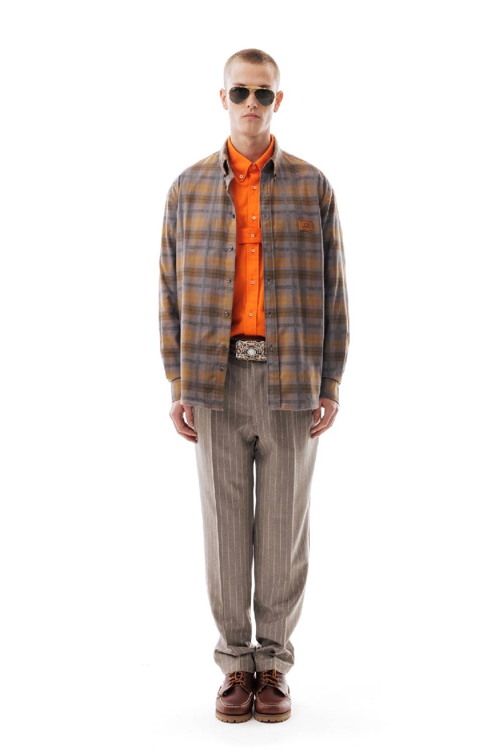 Lc23 Flannel Check Shirt Grey/Camel Offerta per la Festa della Mamma
