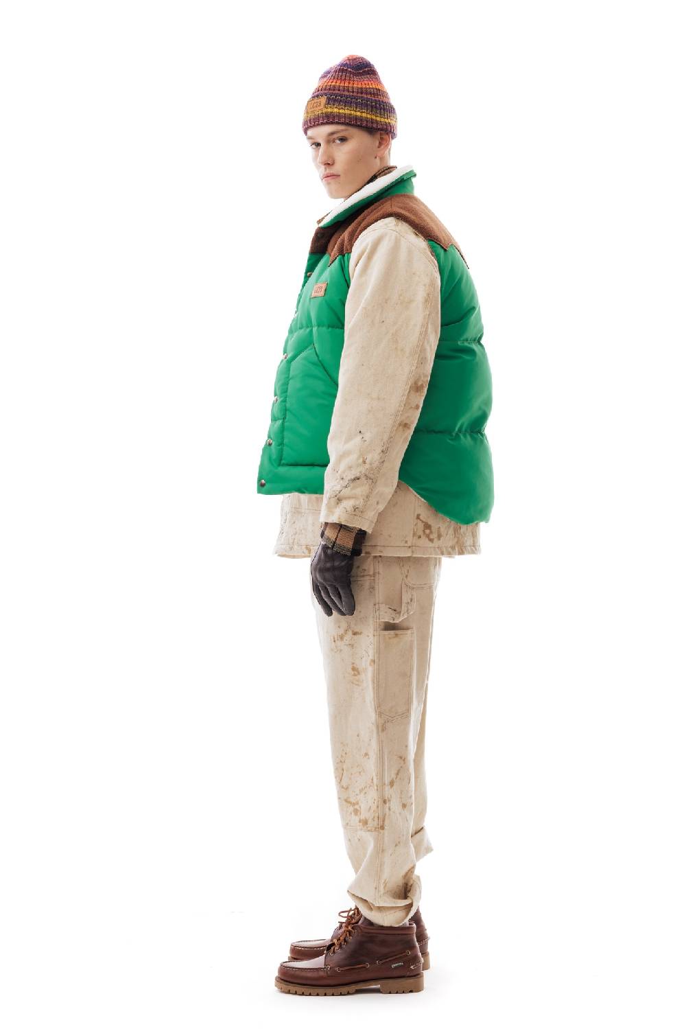 Lc23 Paneled Down Vest Green Smaltimento dello stoccaggio