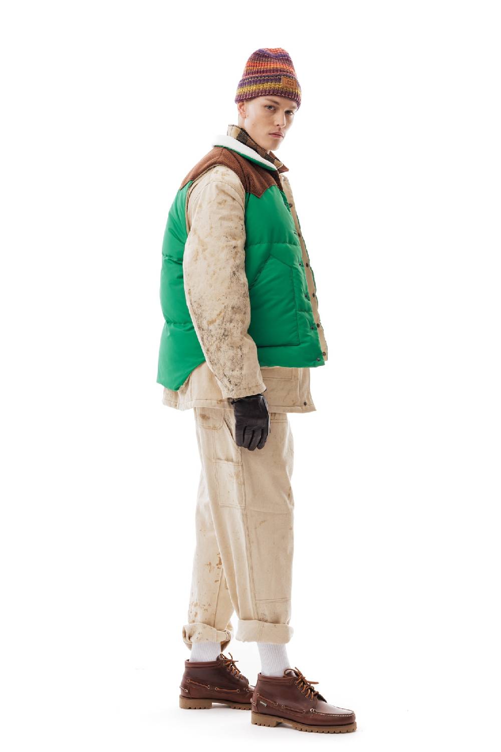 Lc23 Paneled Down Vest Green Smaltimento dello stoccaggio
