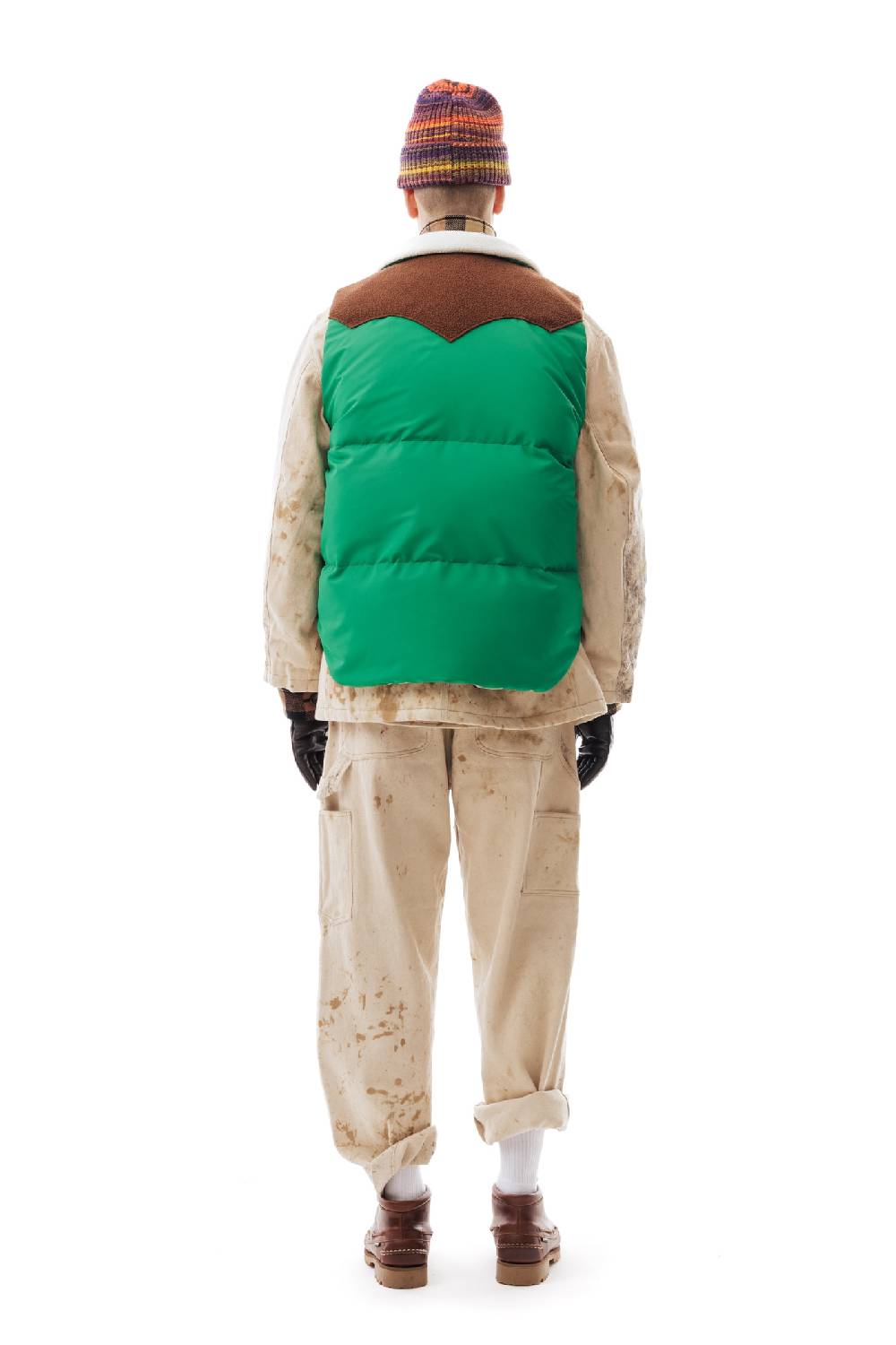Lc23 Paneled Down Vest Green Smaltimento dello stoccaggio