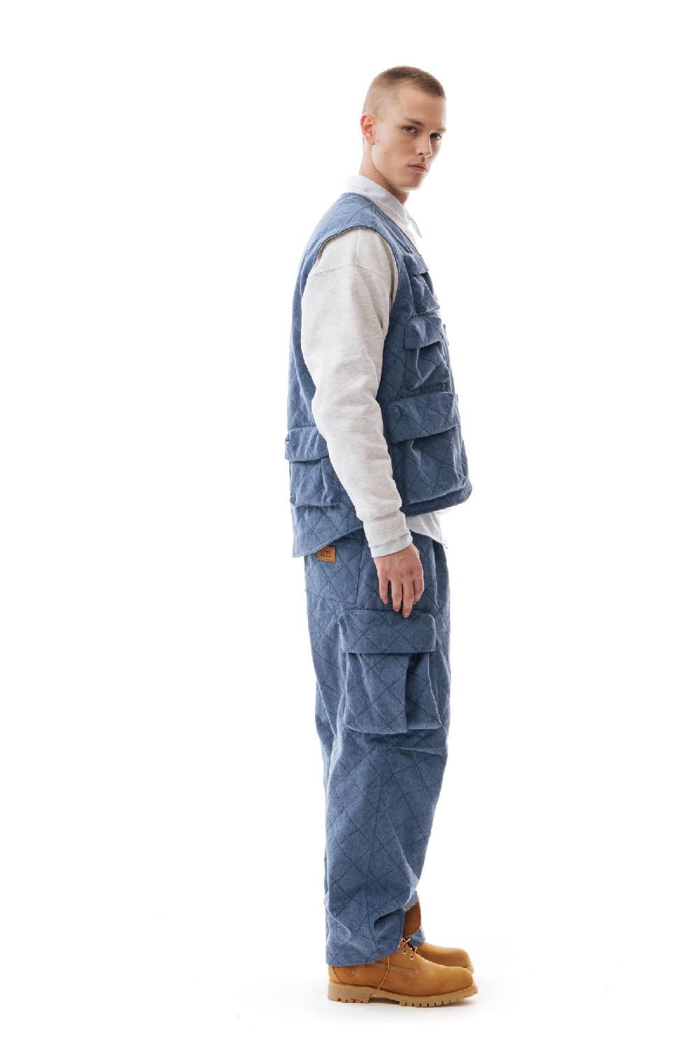 Lc23 Quilted Denim Multipocket Vest Offerta migliore
