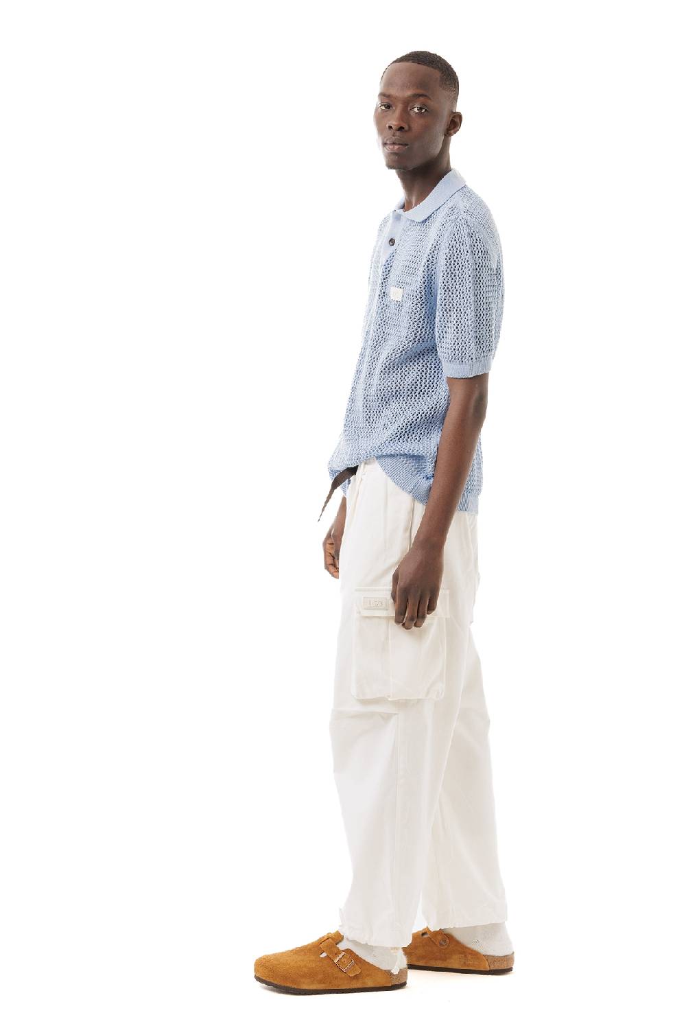 Lc23 Perforated Polo Pale Blue Trasporto libero internazionale