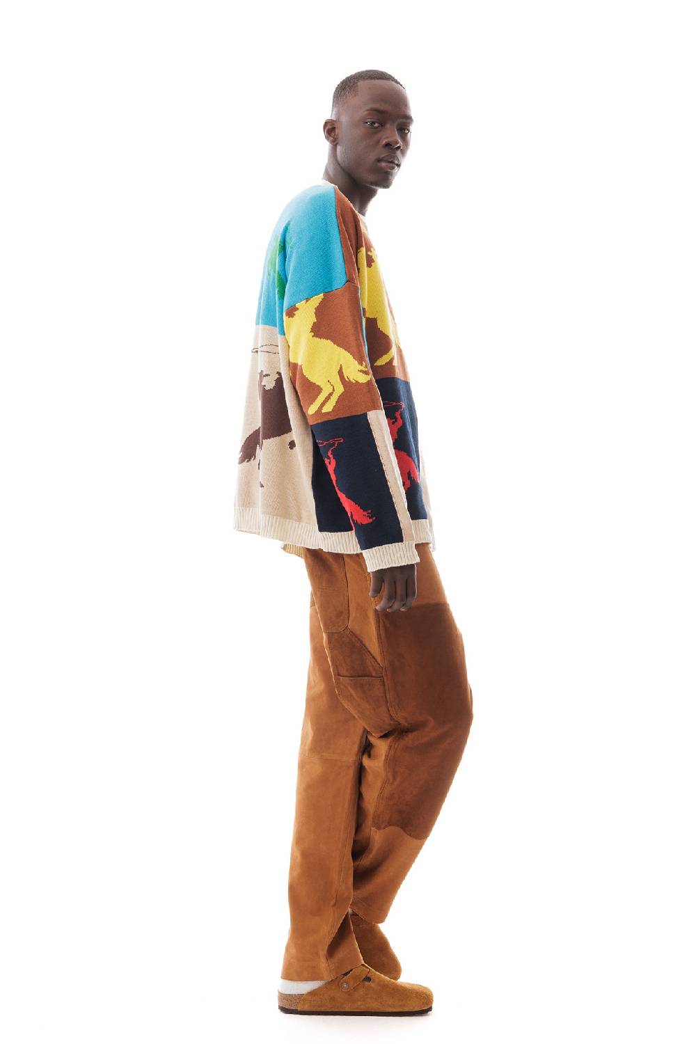 Lc23 Jaquard Patchwork Horses Sweater Officina