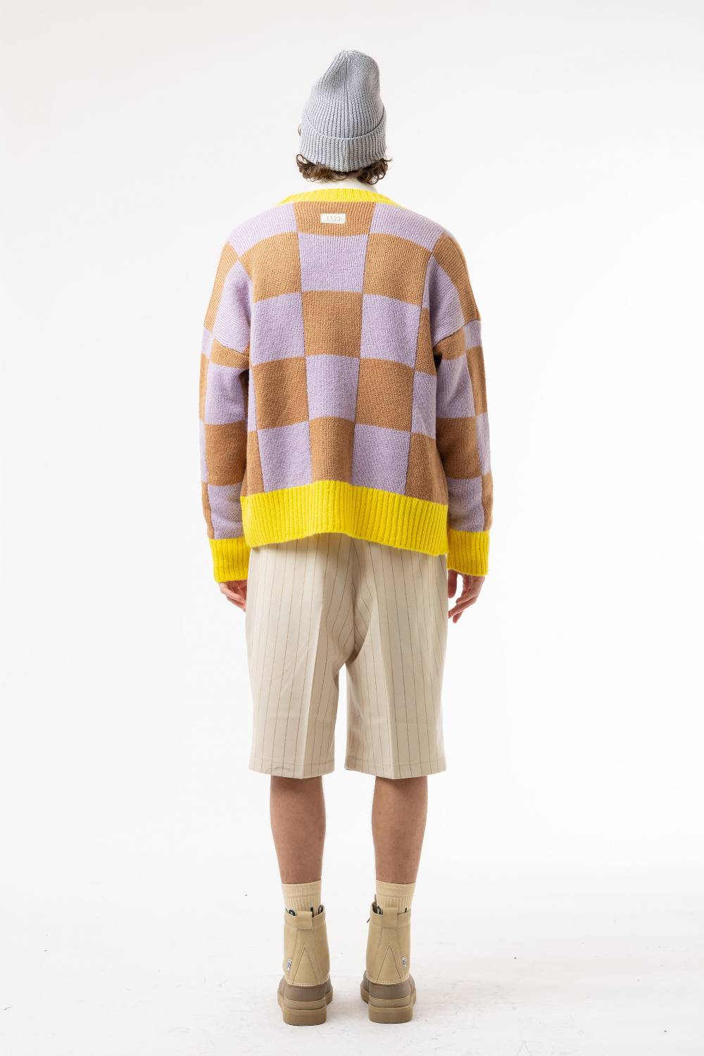 Lc23 Checkered Cardigan Lille/Yellow/Camel Vendita