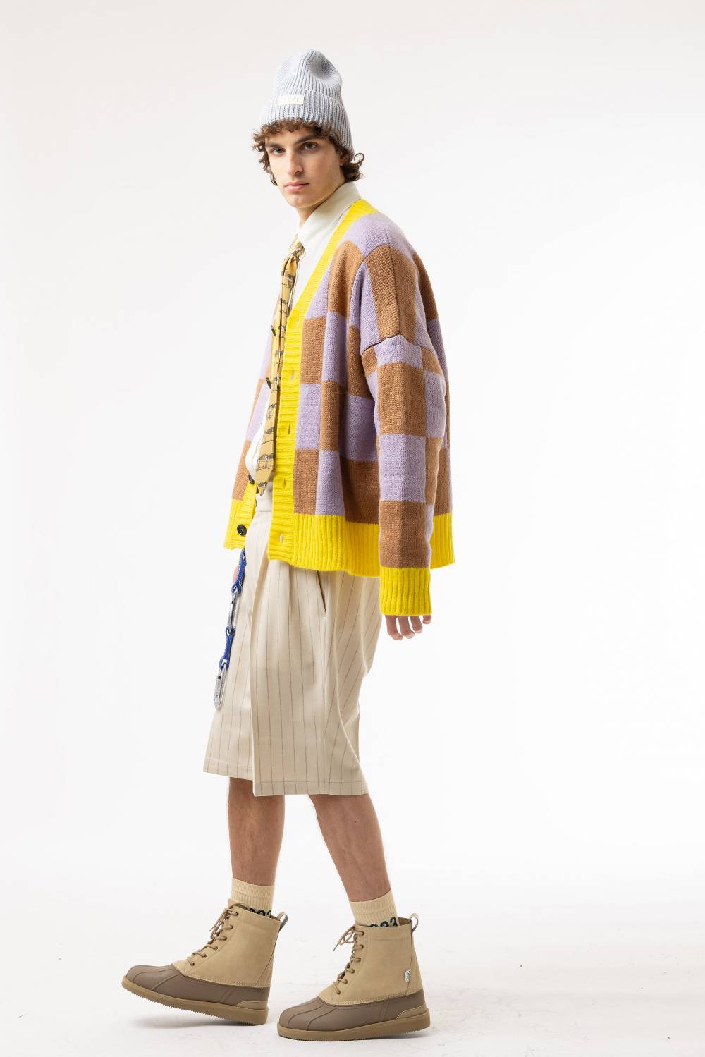 Lc23 Checkered Cardigan Lille/Yellow/Camel Vendita