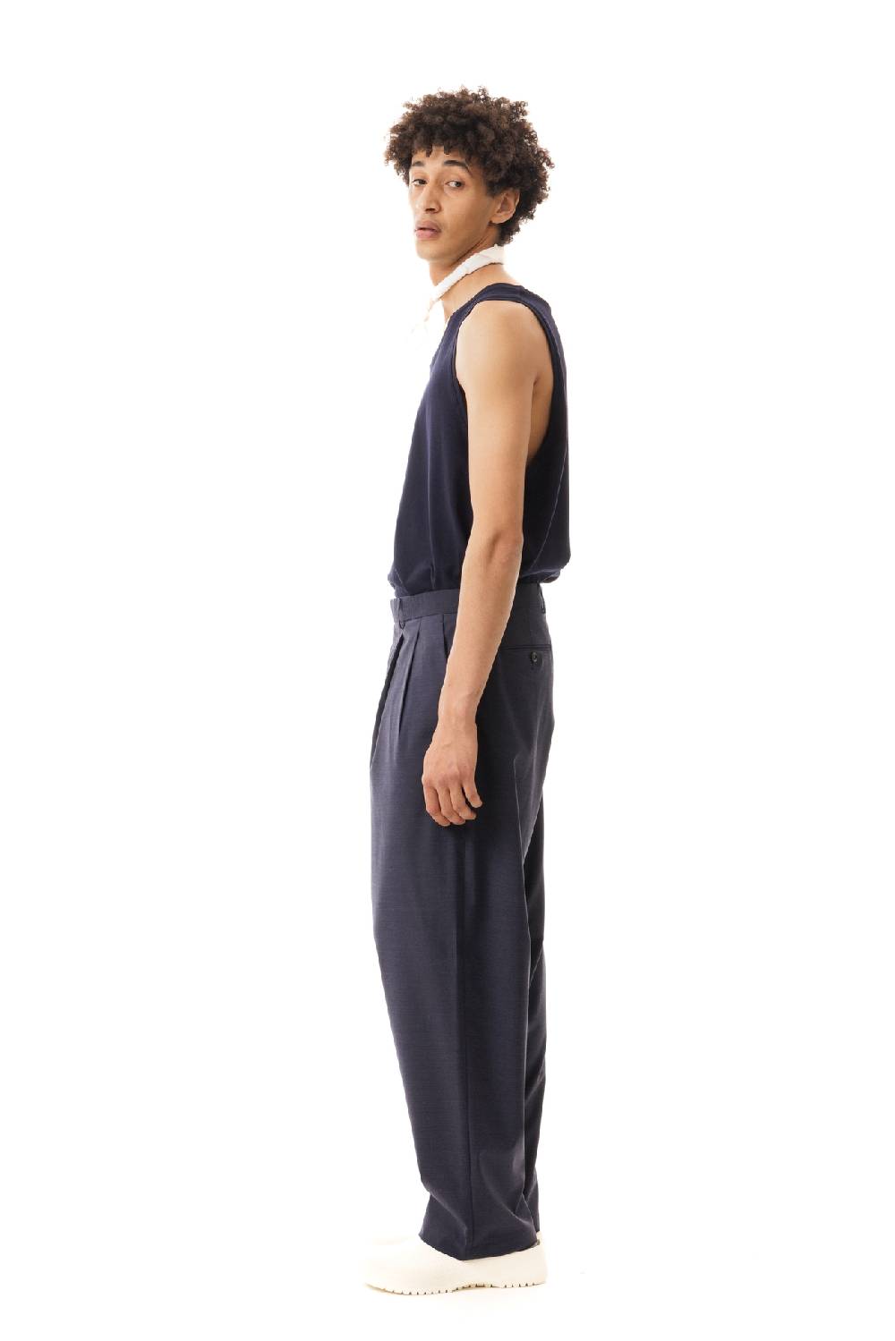 Lc23 Nylon-Wool Trousers Navy Saldi Di Fabbrica