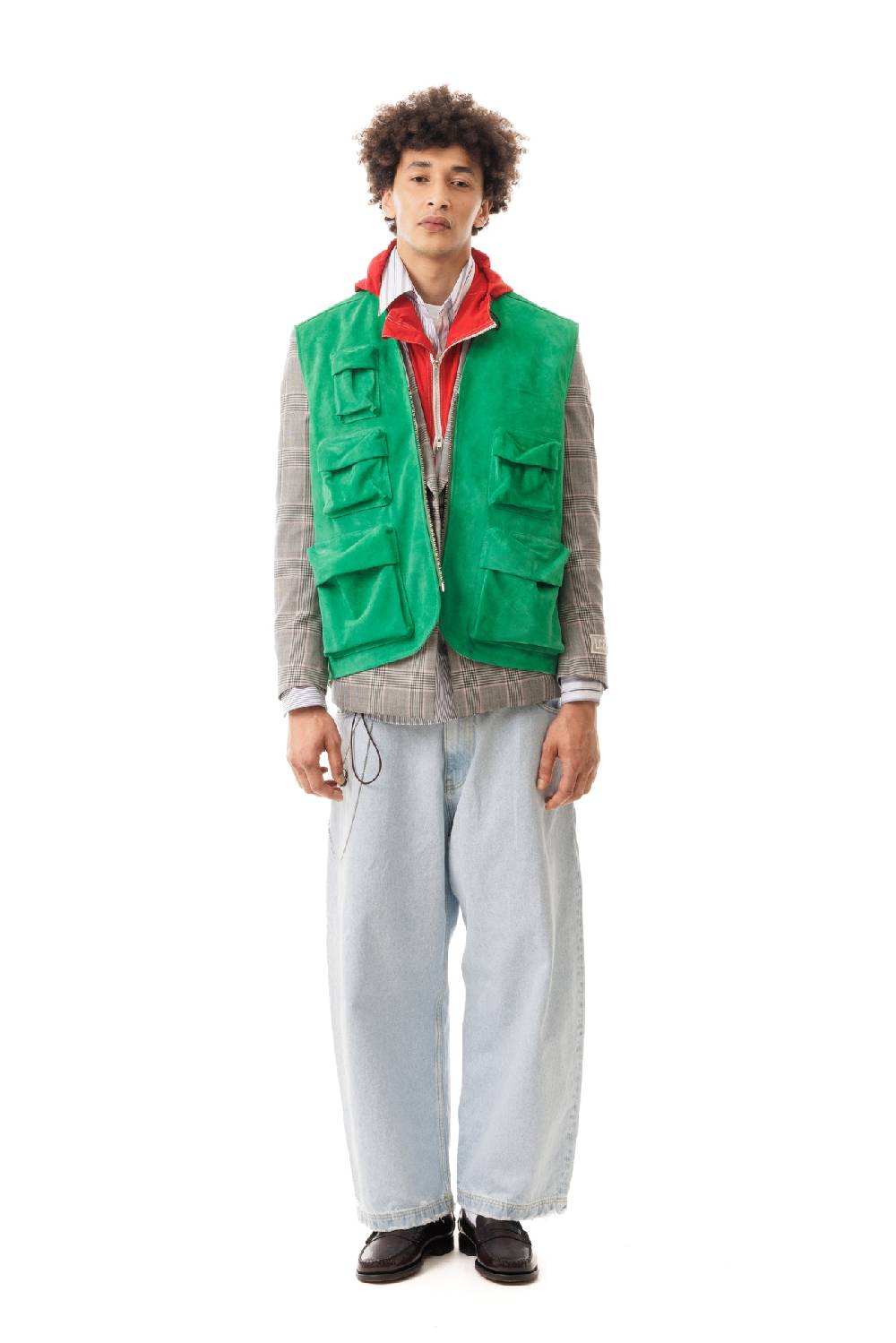 Lc23 Multipocket Suede Vest Green In Saldo