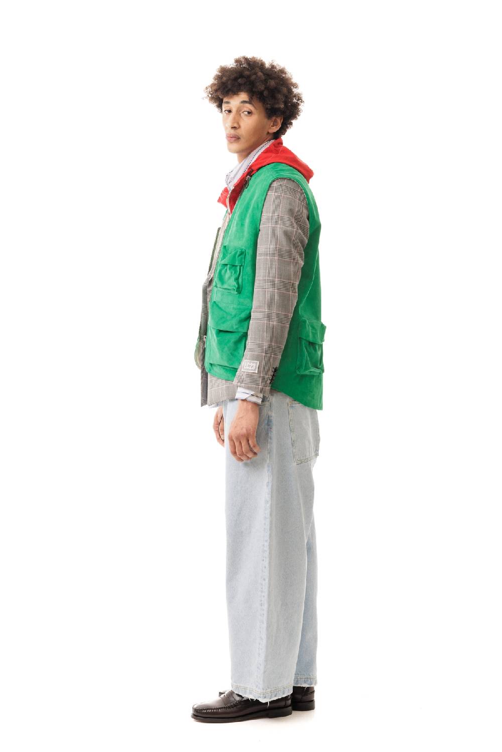 Lc23 Multipocket Suede Vest Green In Saldo