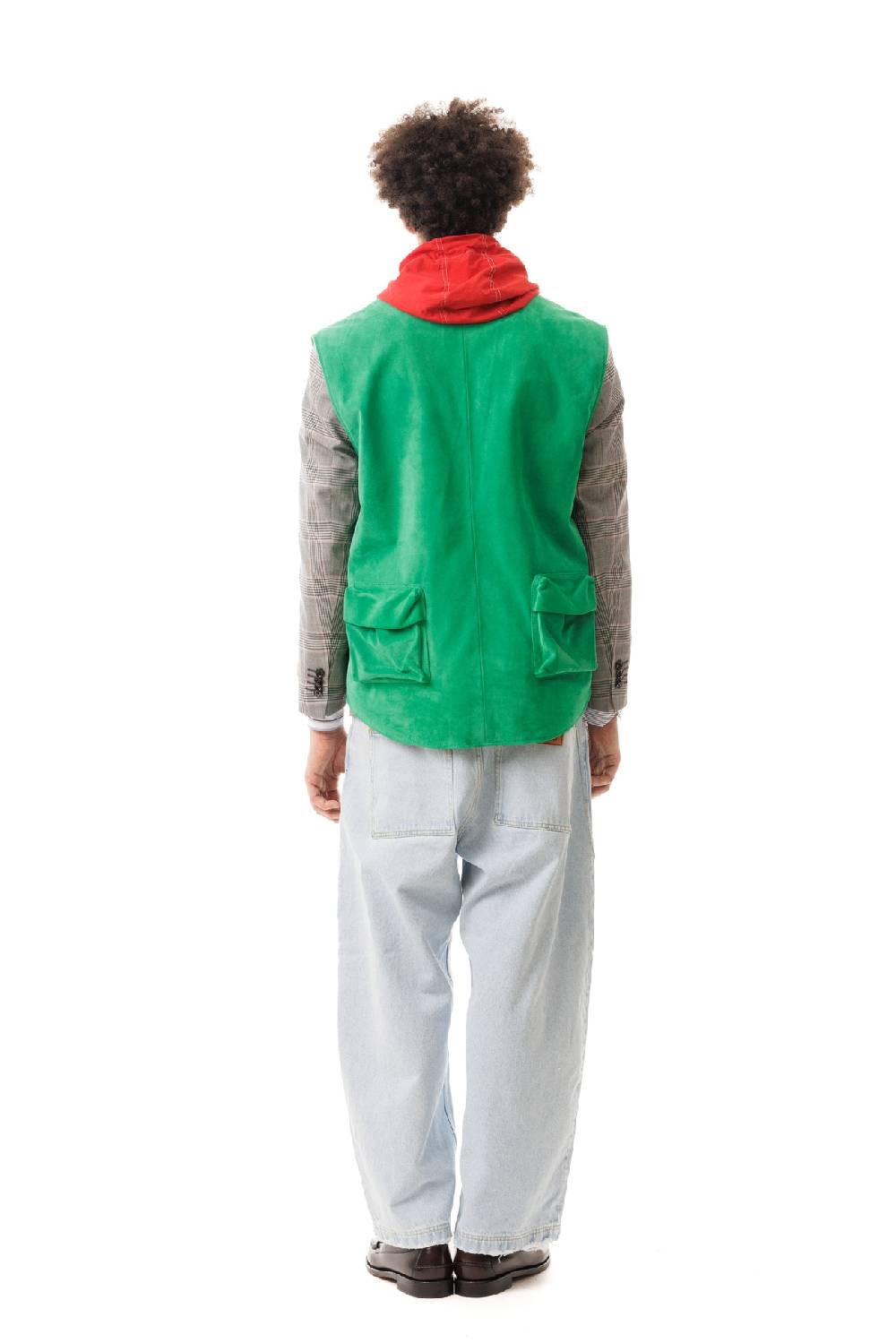 Lc23 Multipocket Suede Vest Green In Saldo