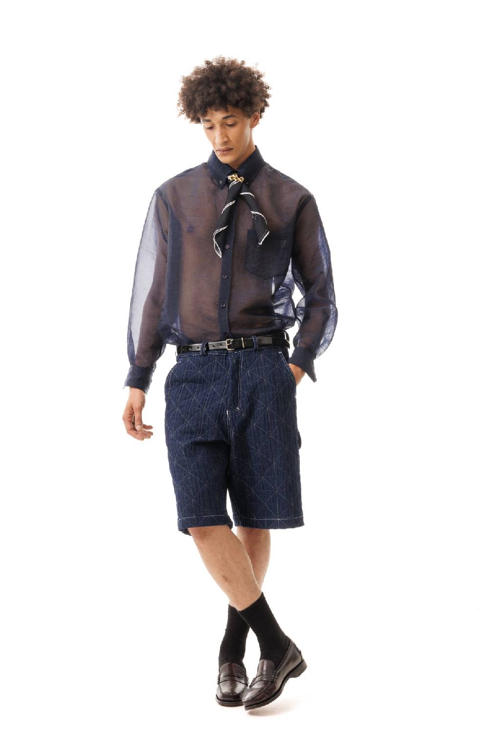 Lc23 Organza Nylon Shirt Navy Negozio online di fabbrica