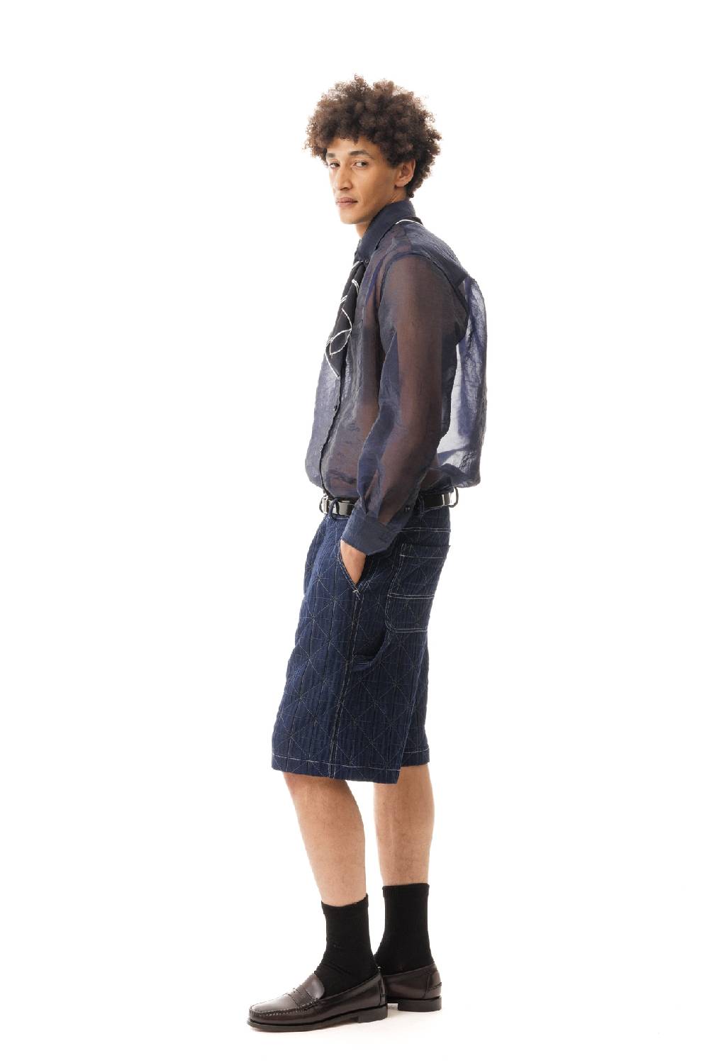 Lc23 Organza Nylon Shirt Navy Negozio online di fabbrica