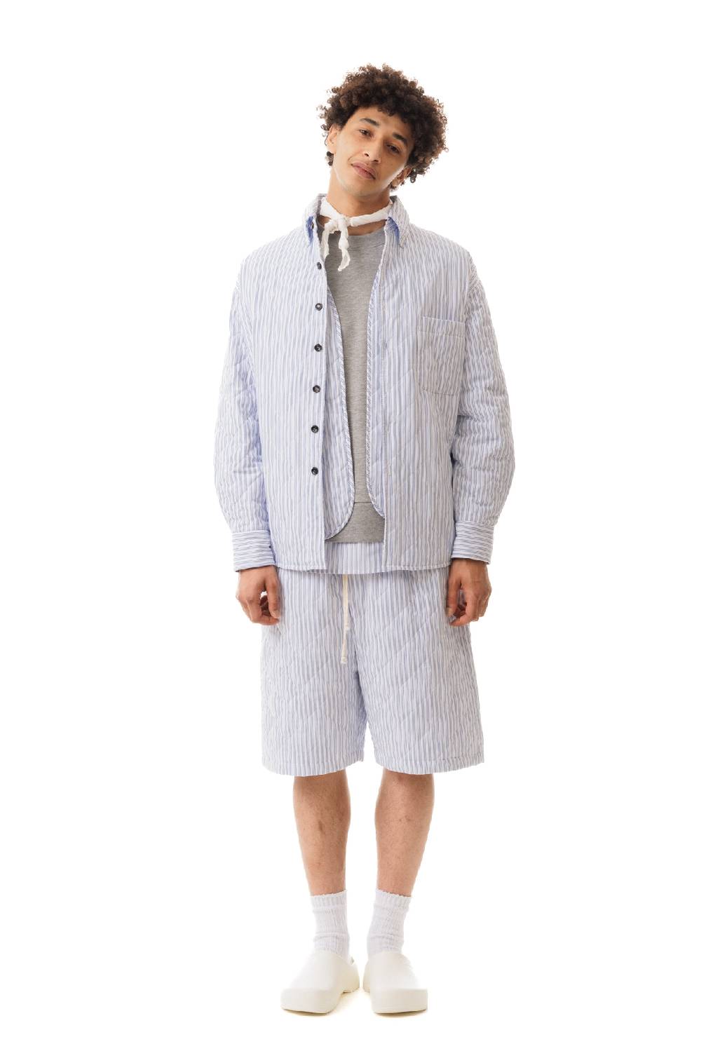 Lc23 Quilted Popeline Overshirt White-Blue Offerta speciale