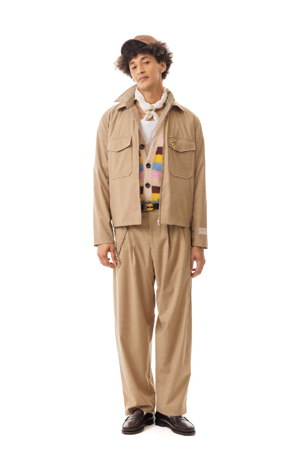 Lc23 Nylon-Wool Overshirt Camel Grande vendita
